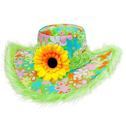 Widmann SRL Groene hoed Ibiza met zonnebloem