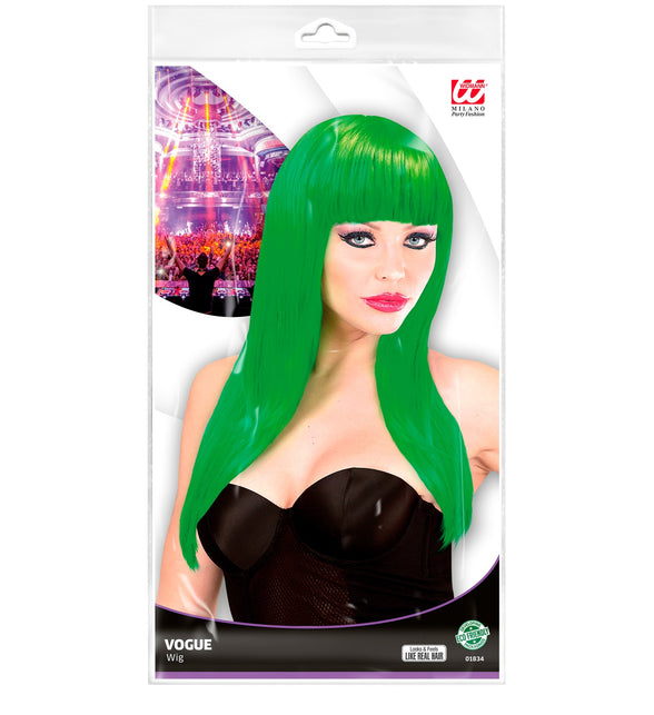 Widmann SRL Groene pruik lang haar