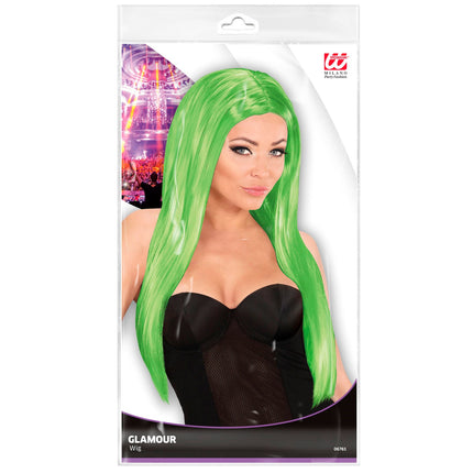 Widmann SRL Groene pruik met lang stijl haar