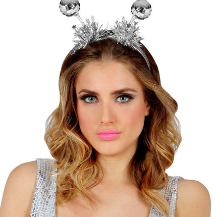 Widmann SRL Haarband disco ballen zilver