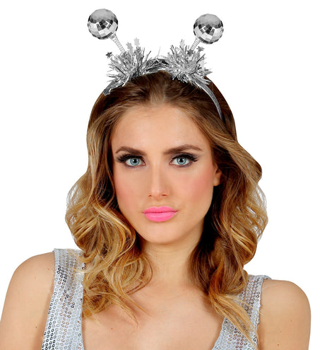 Widmann SRL Haarband disco ballen zilver