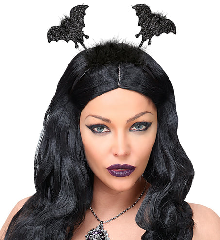 Widmann SRL Haarband met vleermuizen en marabou