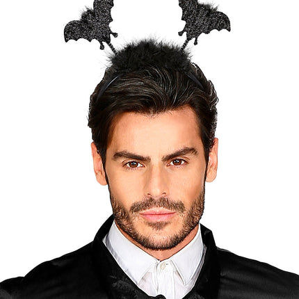 Widmann SRL Haarband met vleermuizen en marabou