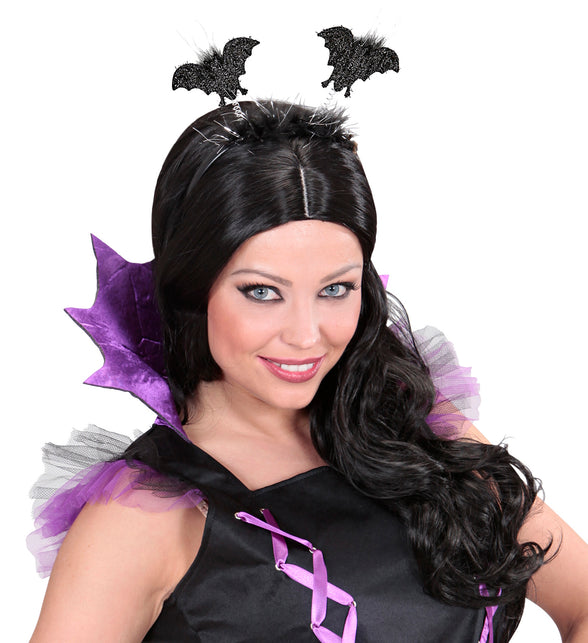 Widmann SRL Haarband met vleermuizen en marabou