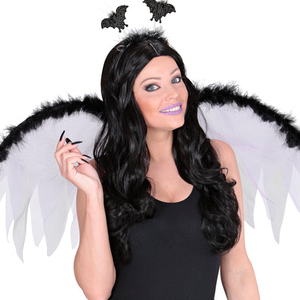 Widmann SRL Haarband met vleermuizen en marabou