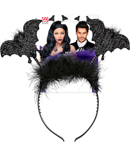 Widmann SRL Haarband met vleermuizen en marabou