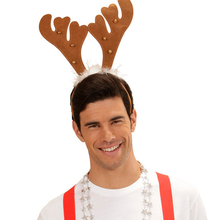 Widmann SRL Haarband rendier gewei met marabou en belletjes