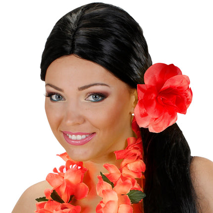 Widmann SRL Haarbloem rood met elastiek