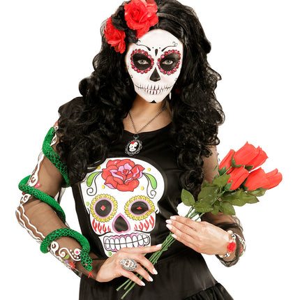 Widmann SRL Halloween haarbandje met zwarte rode rozen