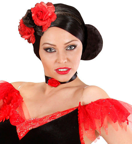 Widmann SRL Halloween haarbandje met zwarte rode rozen