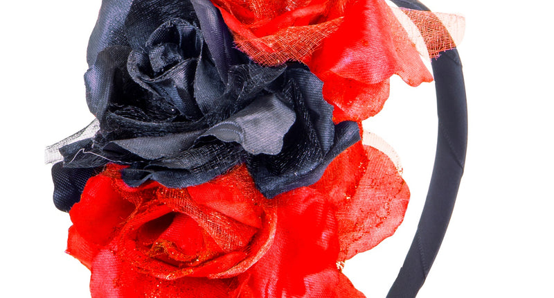 Widmann SRL Halloween haarbandje met zwarte rode rozen