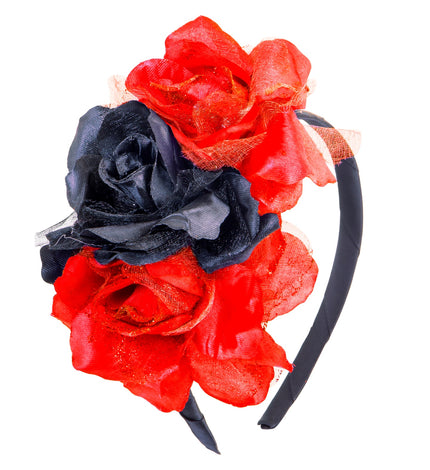 Widmann SRL Halloween haarbandje met zwarte rode rozen