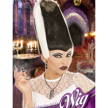 Widmann SRL Halloween pruik zwart wit bruid