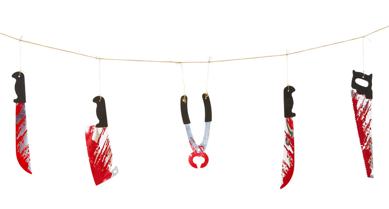 Widmann SRL Halloween slinger vlaggenlijn met bloed messen zagen en tang