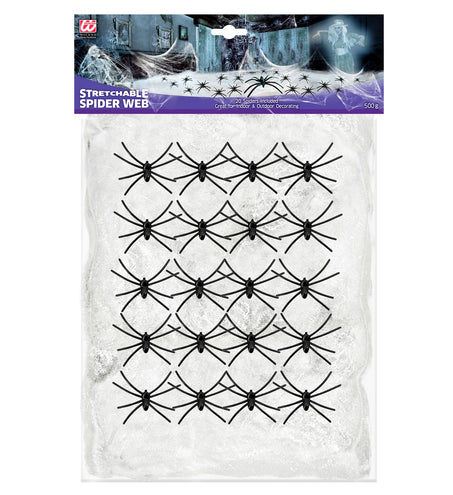 Widmann SRL Halloween spinnenweb met 20 nep spinnen