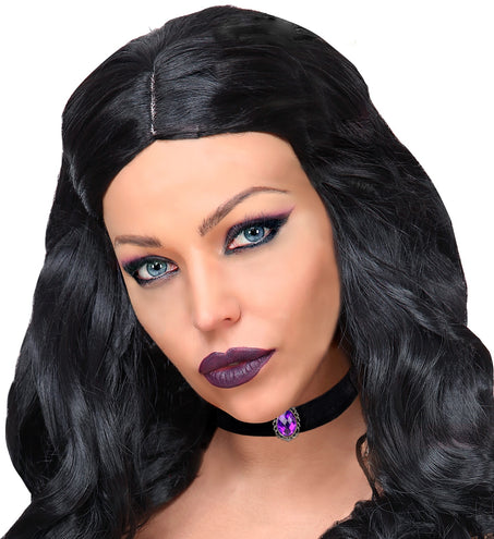 Widmann SRL Halsband fluweel zwart met paarse steen