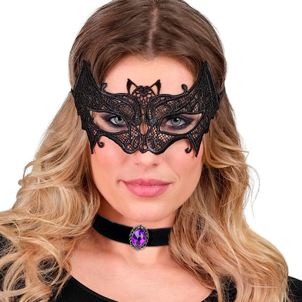 Widmann SRL Halsband fluweel zwart met paarse steen