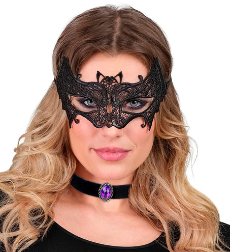 Widmann SRL Halsband fluweel zwart met paarse steen