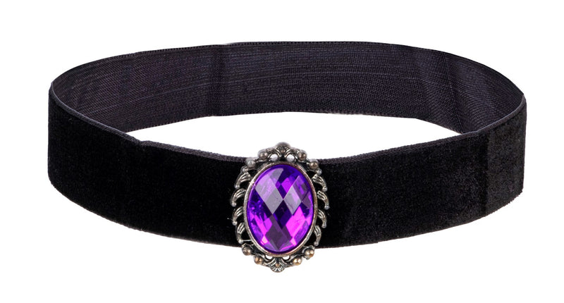 Widmann SRL Halsband fluweel zwart met paarse steen