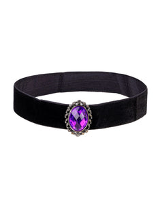 Widmann SRL Halsband fluweel zwart met paarse steen