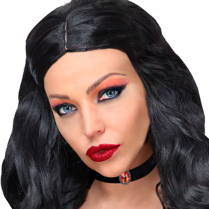 Widmann SRL Halsband fluweel zwart met rode steen