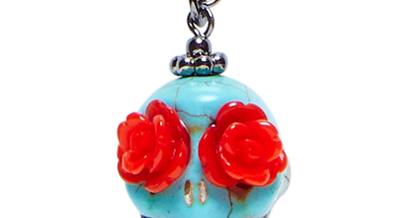 Widmann SRL Halscollier doodskopje met rode rozen ogen