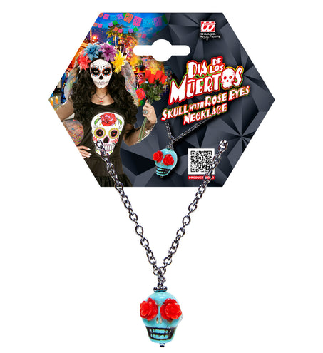 Widmann SRL Halscollier doodskopje met rode rozen ogen