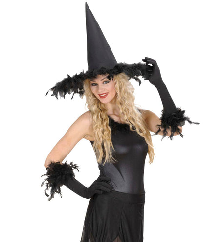 Widmann SRL handschoenen met veren zwart