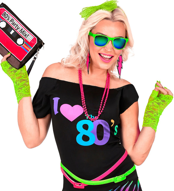 Widmann SRL Handschoenen neon groen kant