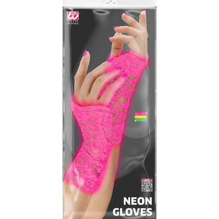 Widmann SRL Handschoenen neon roze kant