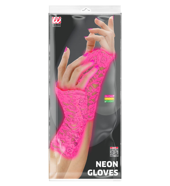 Widmann SRL Handschoenen neon roze kant