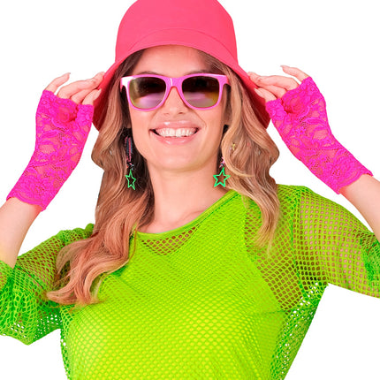 Widmann SRL Handschoenen neon roze kant