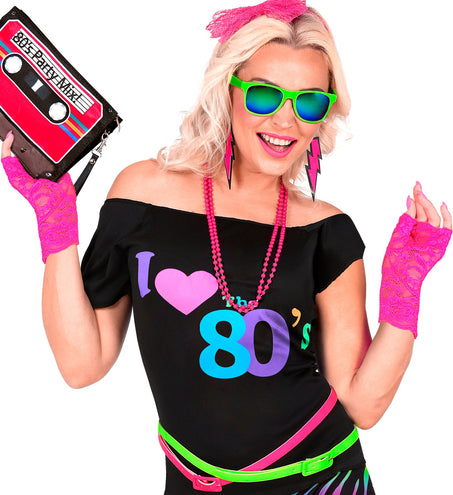 Widmann SRL Handschoenen neon roze kant