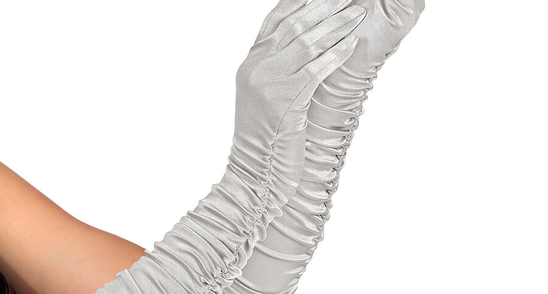 Widmann SRL Handschoenen satijn plissé zilver