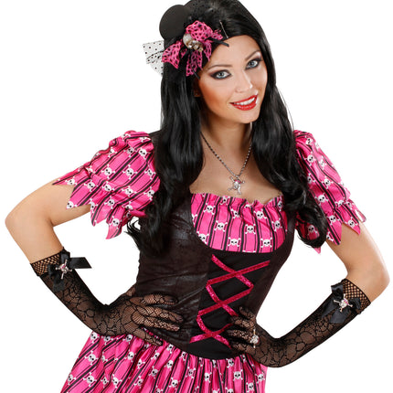 Widmann SRL Handschoenen spinnenweb met strass schedel