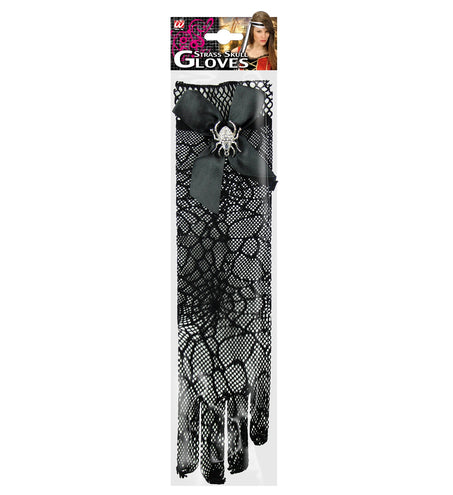 Widmann SRL Handschoenen spinnenweb met strass schedel