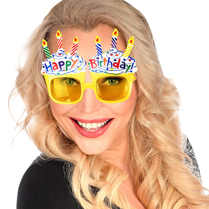 Widmann SRL Happy Birthday bril met taart