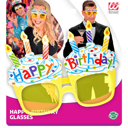 Widmann SRL Happy Birthday bril met taart