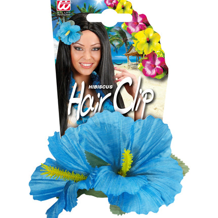 Widmann SRL Hawaii bloem haarclip licht blauw