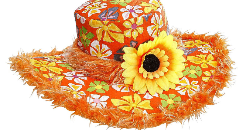 Widmann SRL Hawaii hoed oranje met bloemen