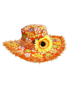 Widmann SRL Hawaii hoed oranje met bloemen