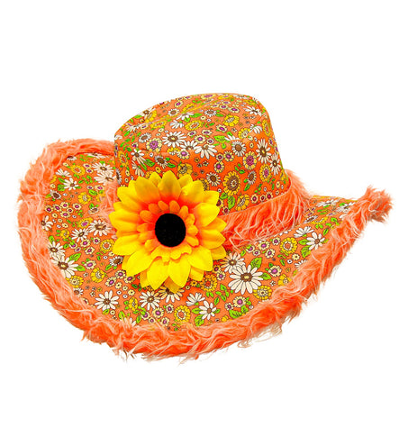 Widmann SRL Hawaii hoed oranje met bloemen