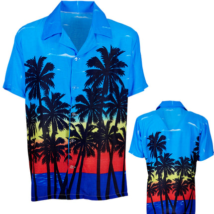 Widmann SRL Hawaii shirt blauw palmbomen