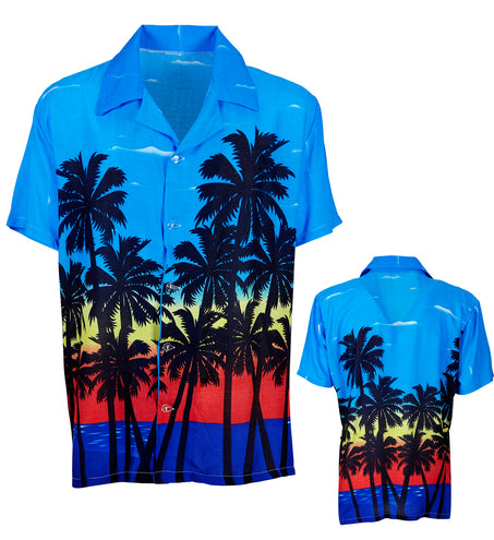 Widmann SRL Hawaii shirt blauw palmbomen