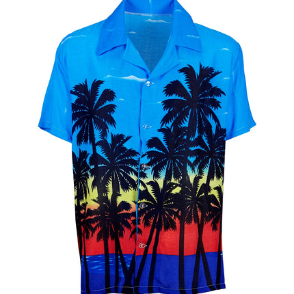 Widmann SRL Hawaii shirt blauw palmbomen