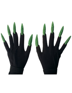 Widmann SRL Heksen handschoenen zwart met groene nagels