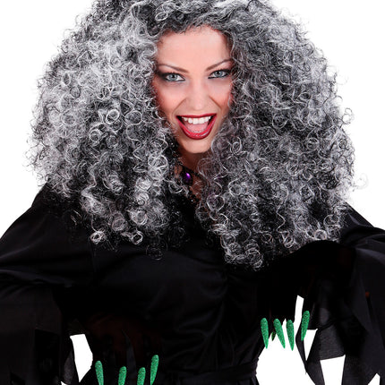 Widmann SRL Heksen handschoenen zwart met groene nagels