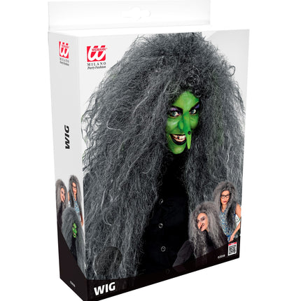 Widmann SRL Heksen pruik grijs Elly