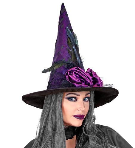 Widmann SRL Heksenhoed met bloemen en veren