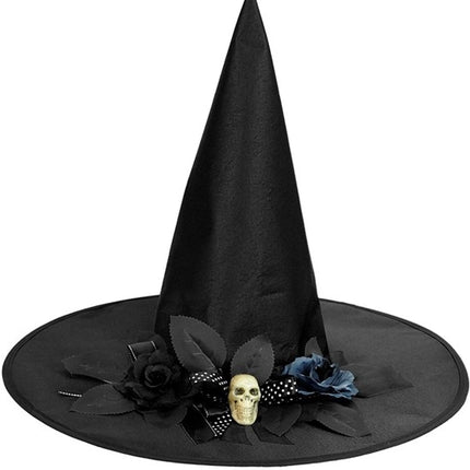 Widmann SRL Heksenhoed met schedel, strik, bloemen Zoë